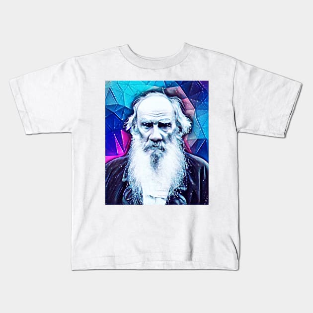 Leo Tolstoy Snowy Portrait | Leo Tolstoy Artwork 6 Kids T-Shirt by JustLit